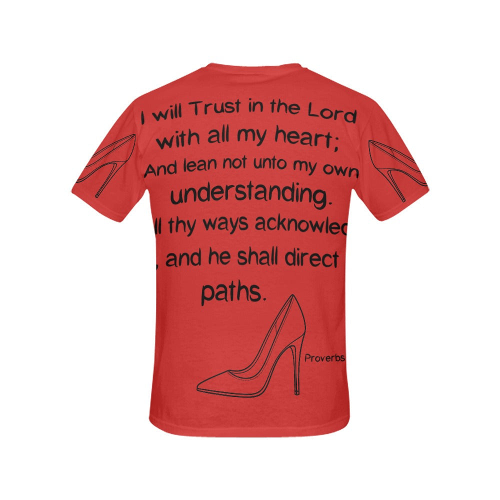 GC Women Standing On The Word Short Sleeve T-Shirt Proverbs 3:5-6 bold color version