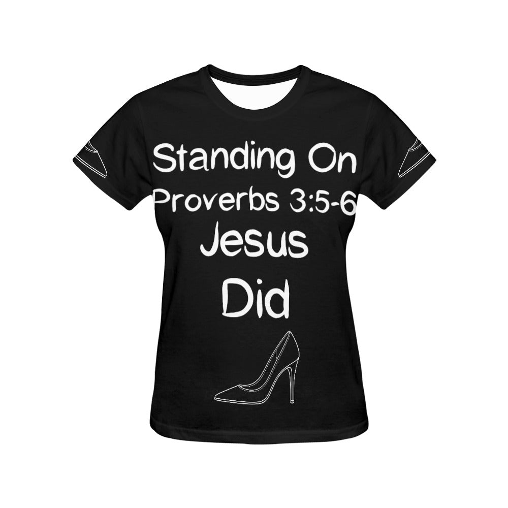 GC Women Standing On The Word Short Sleeve T-Shirt Proverbs 3:5-6 design close-up Proverbs graphic