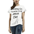 GC Women Standing On The Word Short Sleeve T-Shirt Proverbs 3:5-6 front view design visible