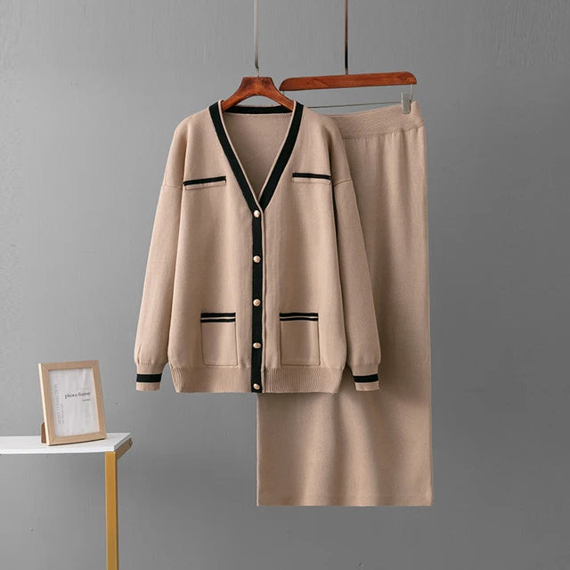 GC Women "Knit Wit" Cardigan Two-Piece Skirt Set