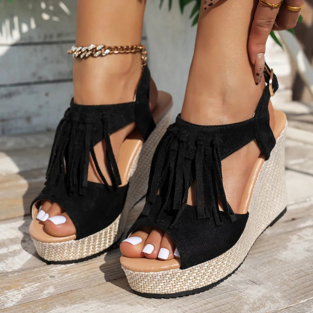 GC Women "Fringe of His Garment" Wedge Sandals