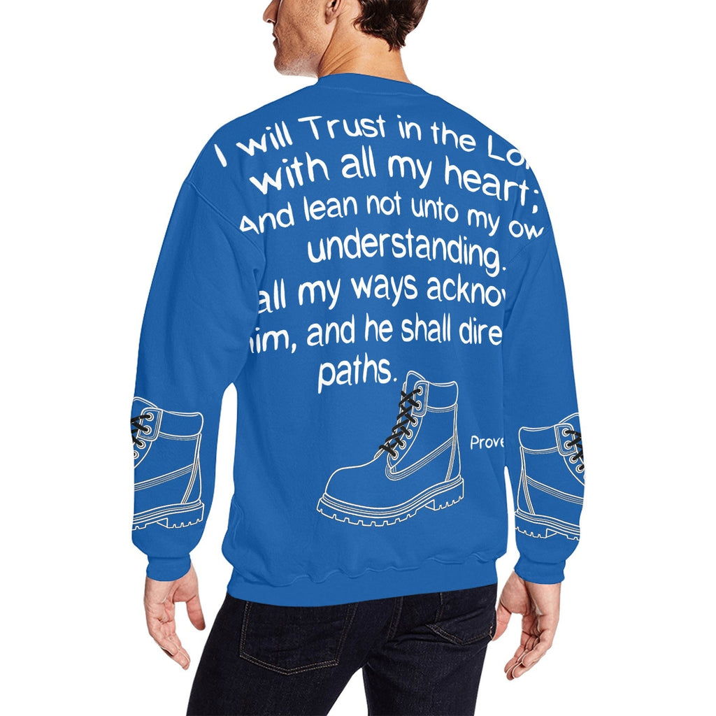 GC Men Standing On The Word Sweatshirt Proverbs 3:5-6 tan brown sweatshirt black print