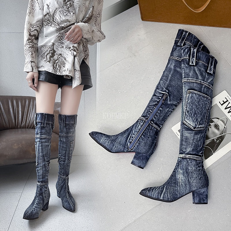 GC Women "Denim Dream" Knee High Boots