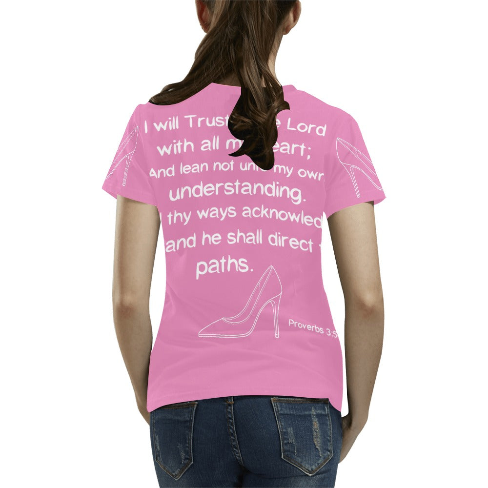 GC Women Standing On The Word Short Sleeve T-Shirt Proverbs 3:5-6 light color version