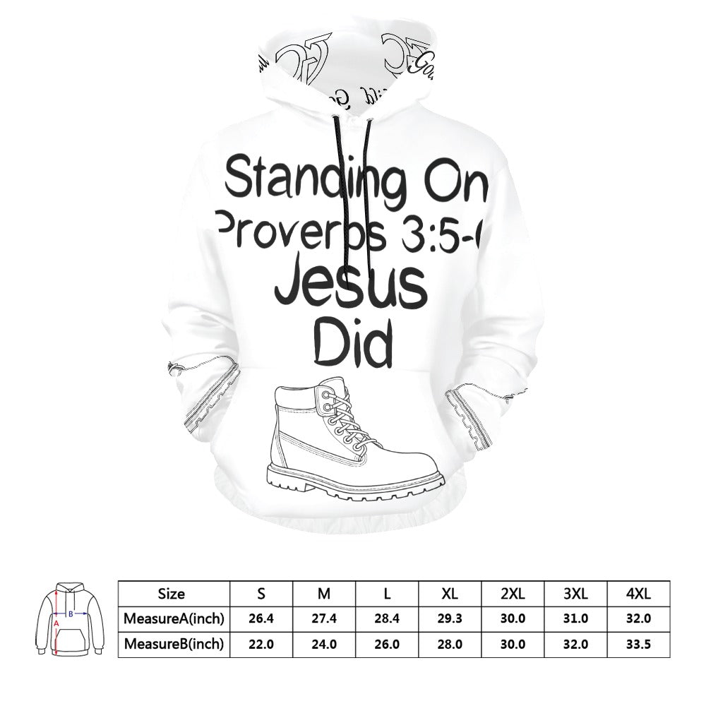 GC Men Standing On The Word Hoodie Proverbs 3:5-6 size and fit reference