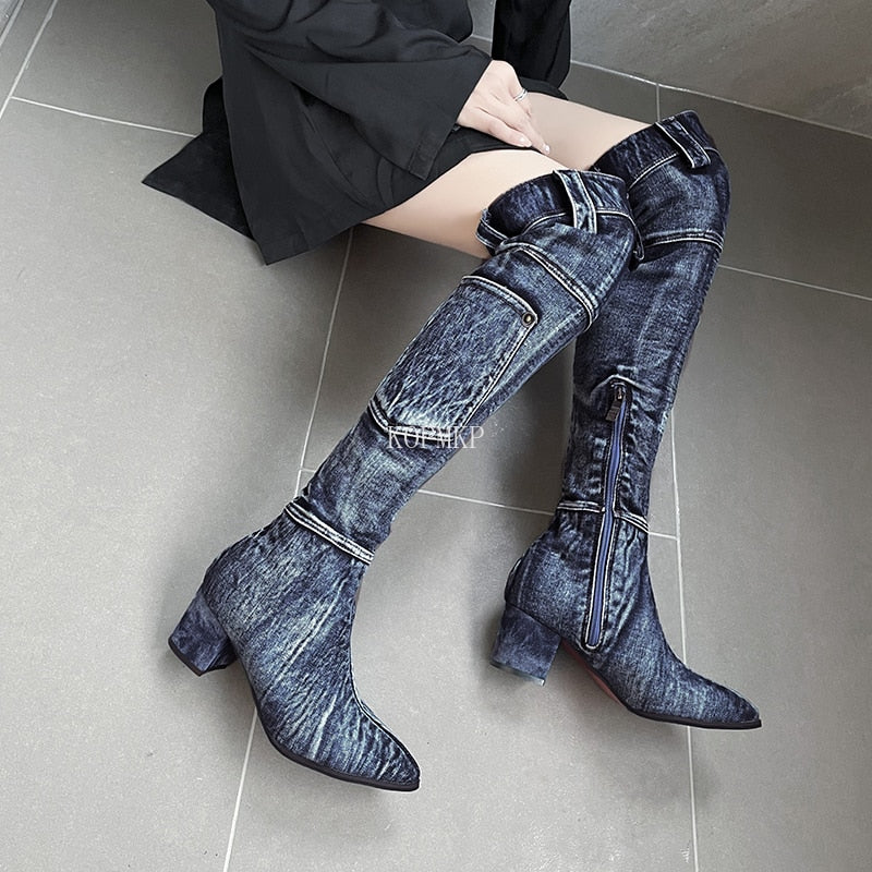 GC Women "Denim Dream" Knee High Boots