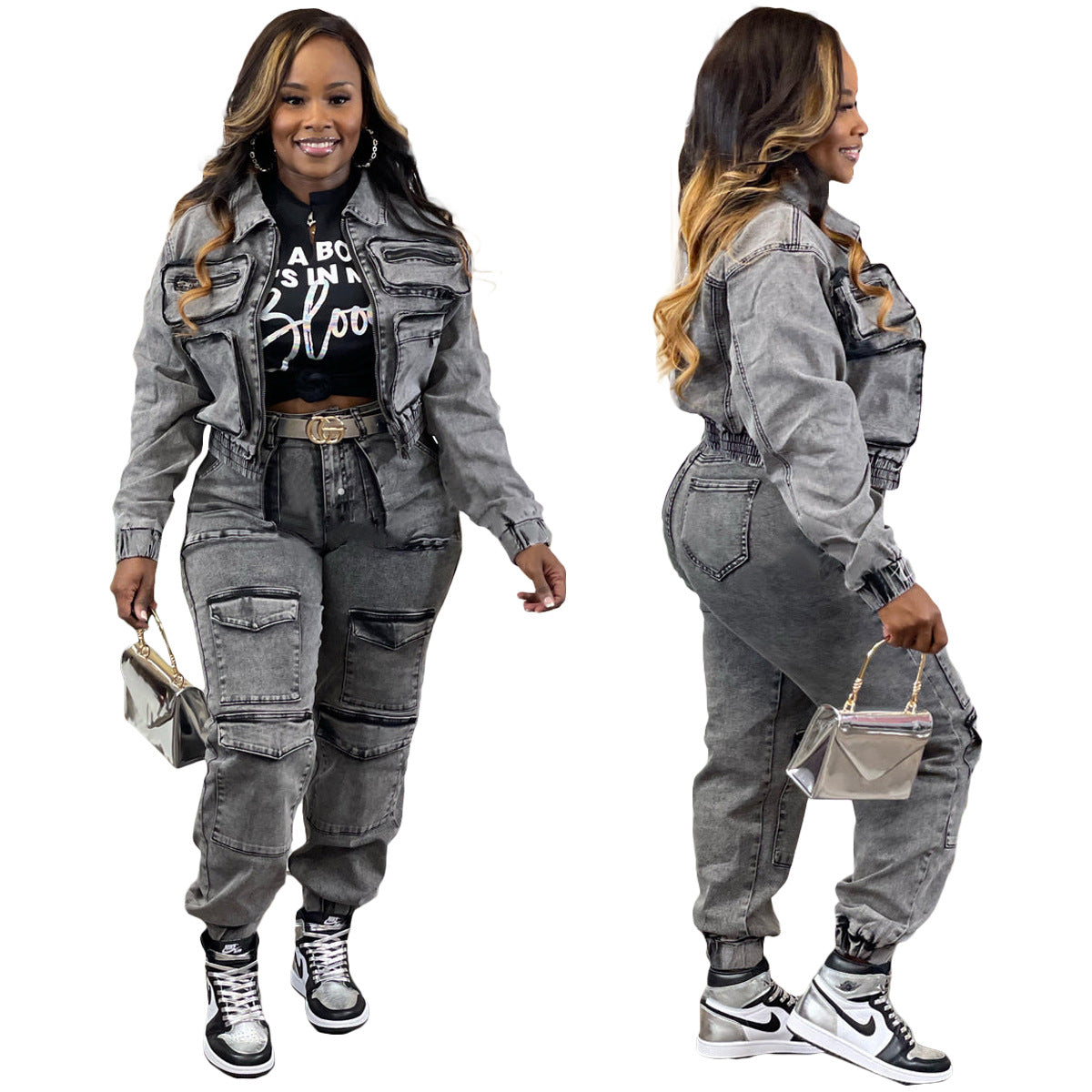 GC Women "Denim Pockets" Two-Piece Set
