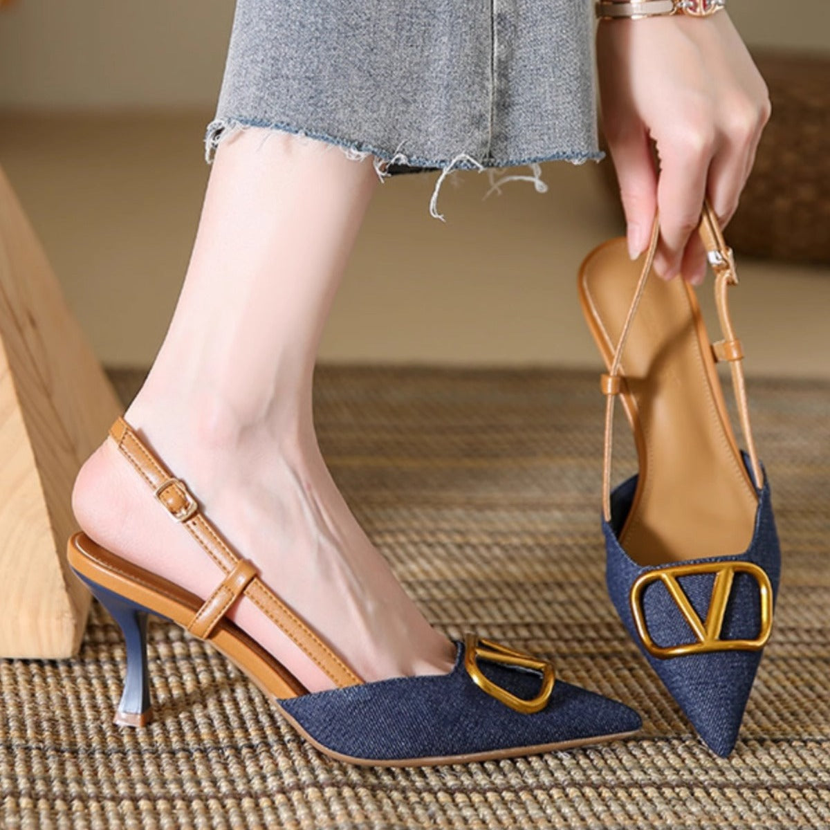 GC Women "French Denim" Stiletto Sandals