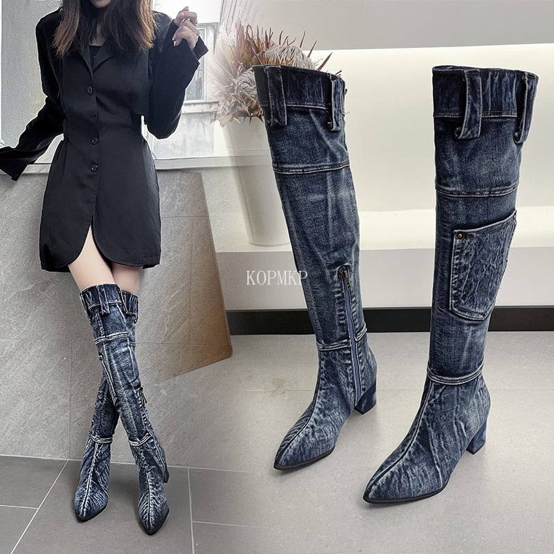 GC Women "Denim Dream" Knee High Boots