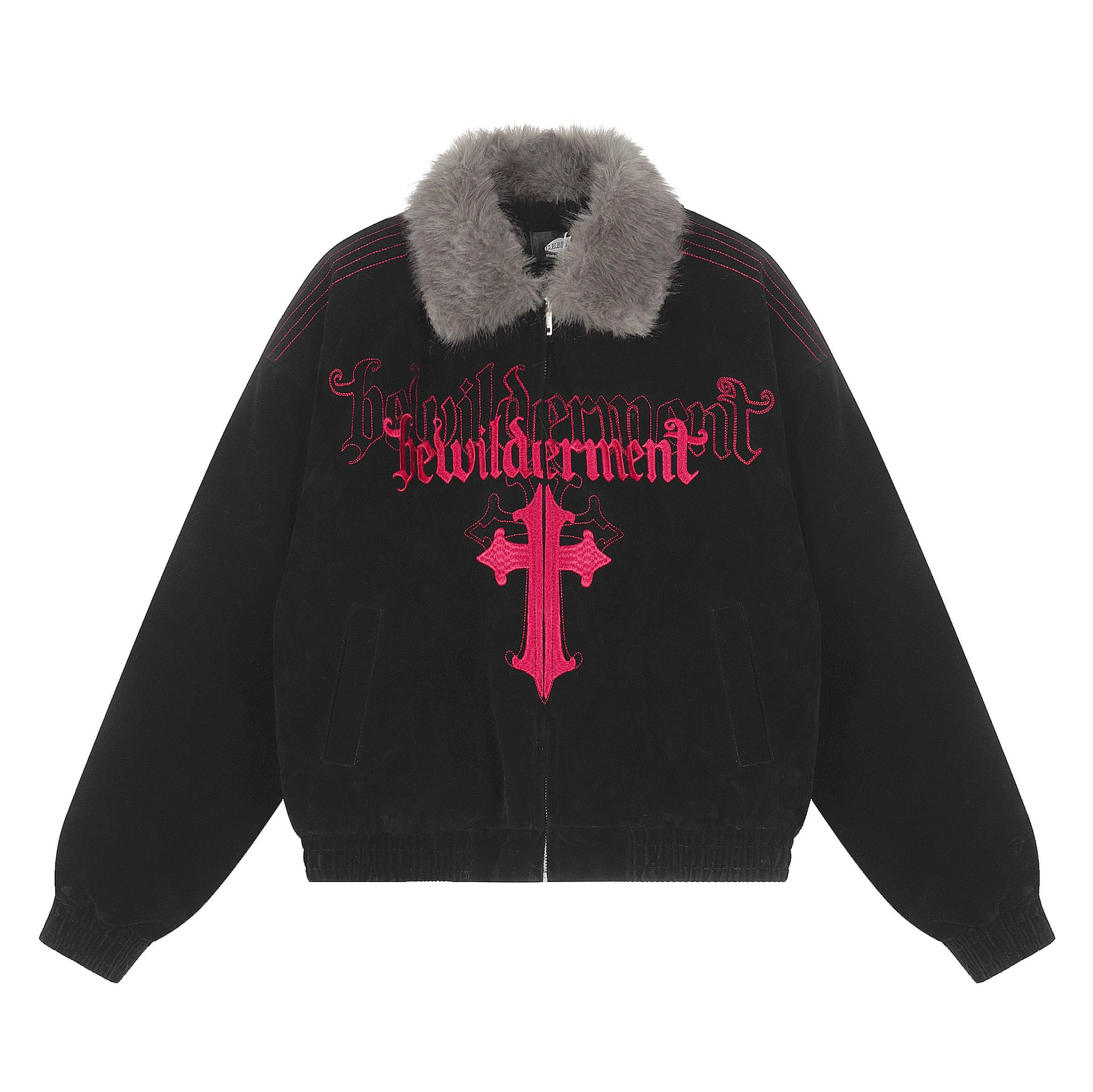 Warm cotton jacket with fur collar and cotton jacket