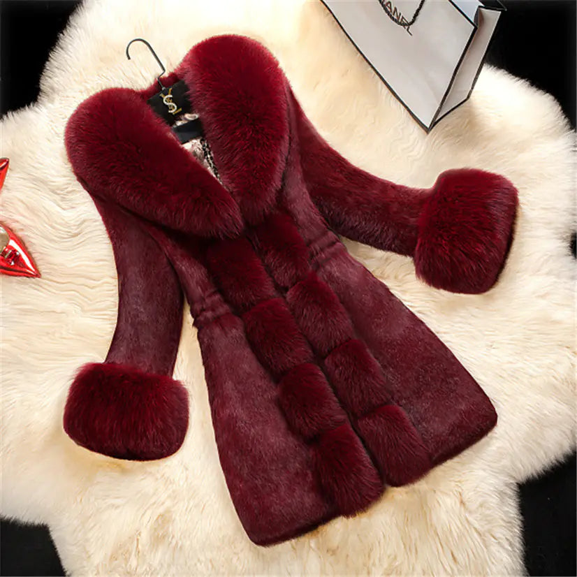 Faux Fur Coat with Fur Collar