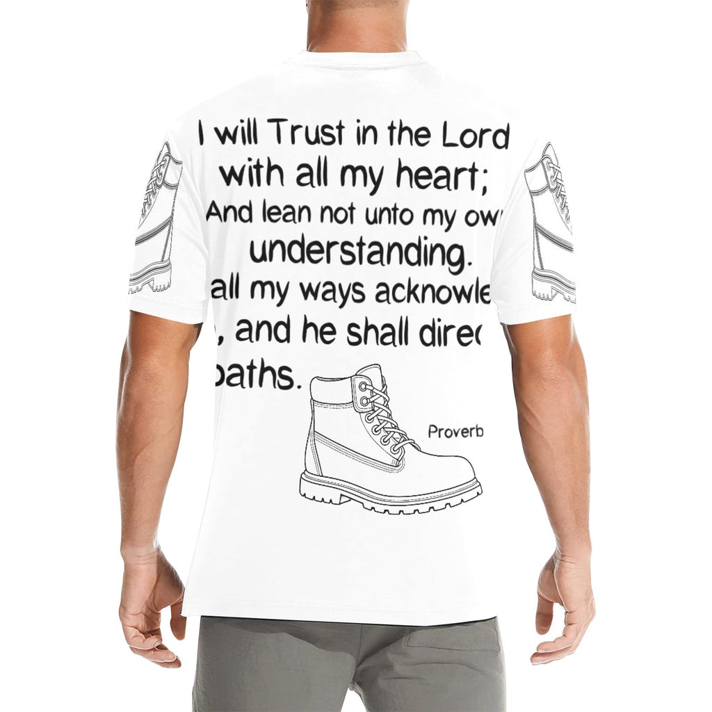 GC Men Standing On The Word Short Sleeve T-Shirt Proverbs 3:5-6 back view