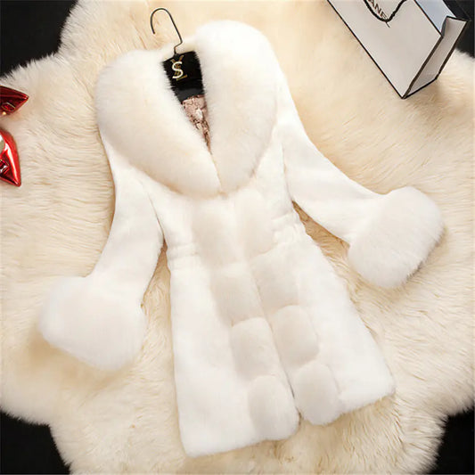 Faux Fur Coat with Fur Collar