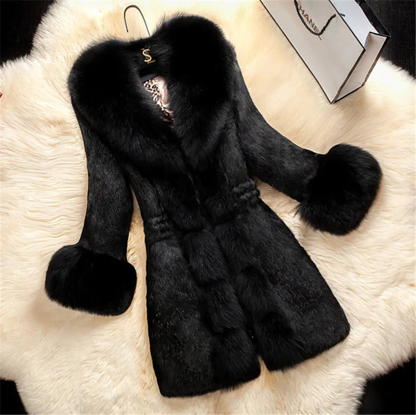Faux Fur Coat with Fur Collar