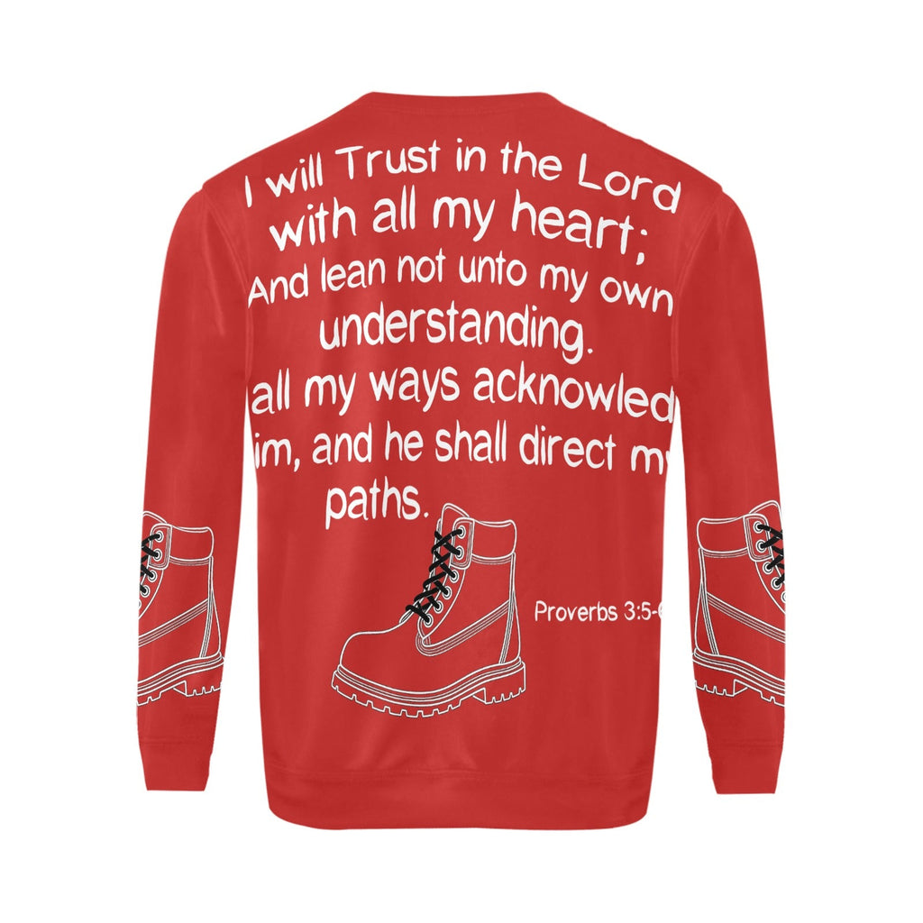 GC Men Standing On The Word Sweatshirt Proverbs 3:5-6 sleeve detail view