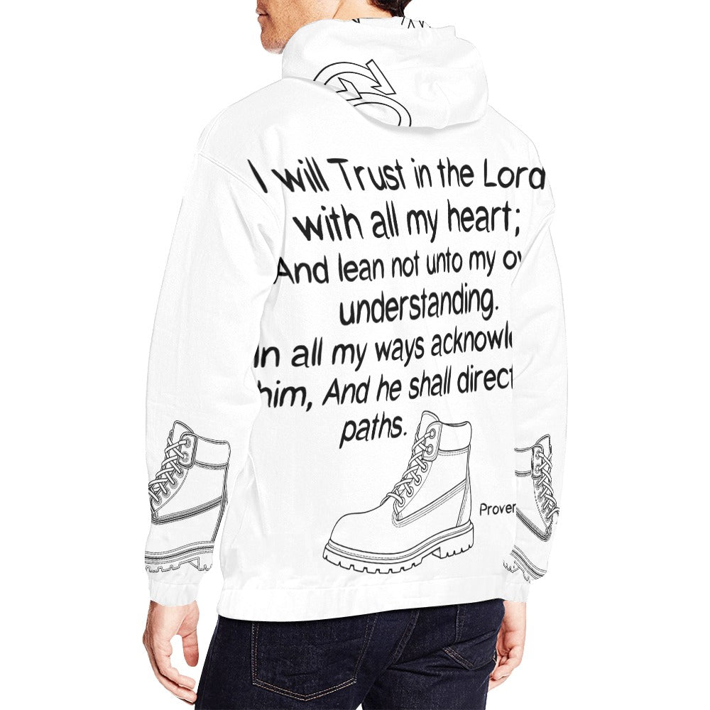 GC Men Standing On The Word Hoodie Proverbs 3:5-6 sleeve detail view