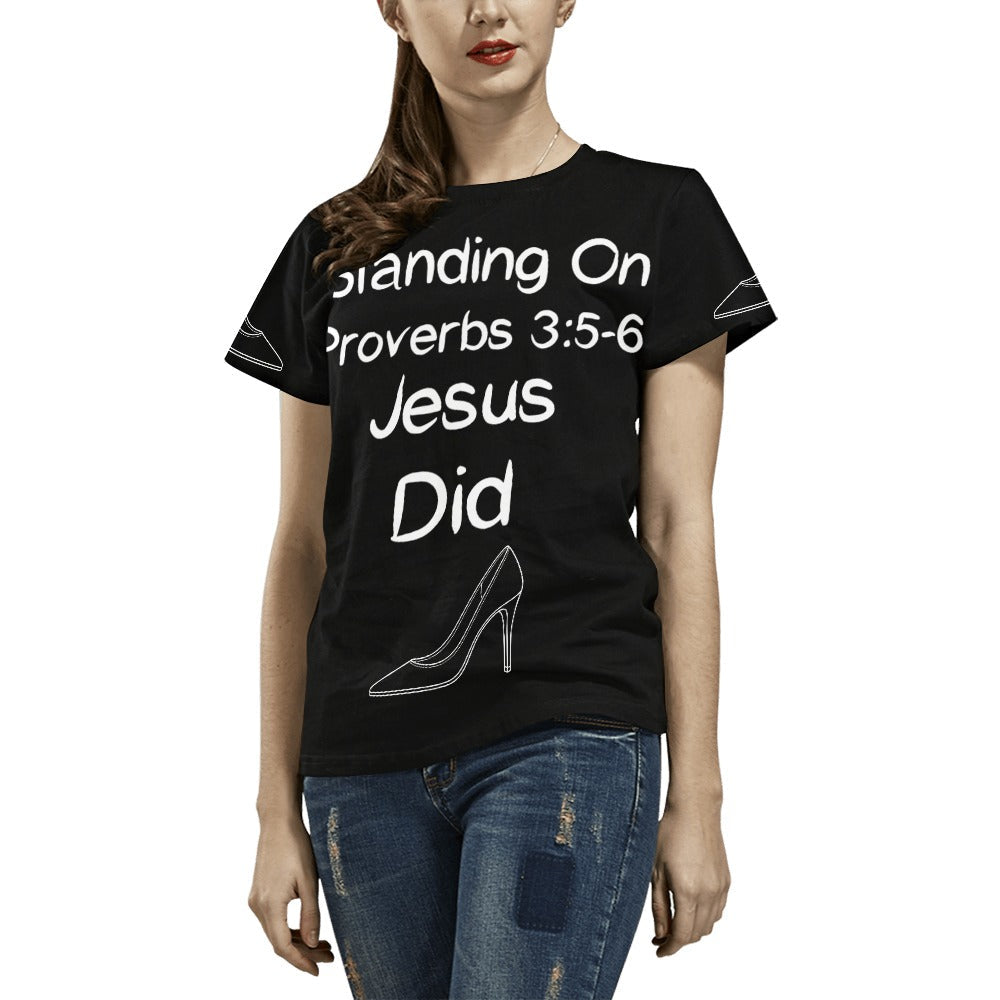 GC Women Standing On The Word Short Sleeve T-Shirt Proverbs 3:5-6 back view