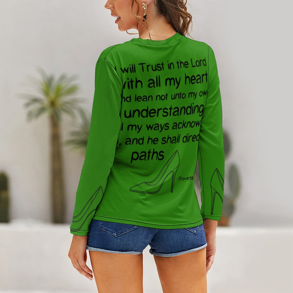 GC Women Standing On The Word Long Sleeve Shirt Proverbs 3:5-6 sleeve detail view