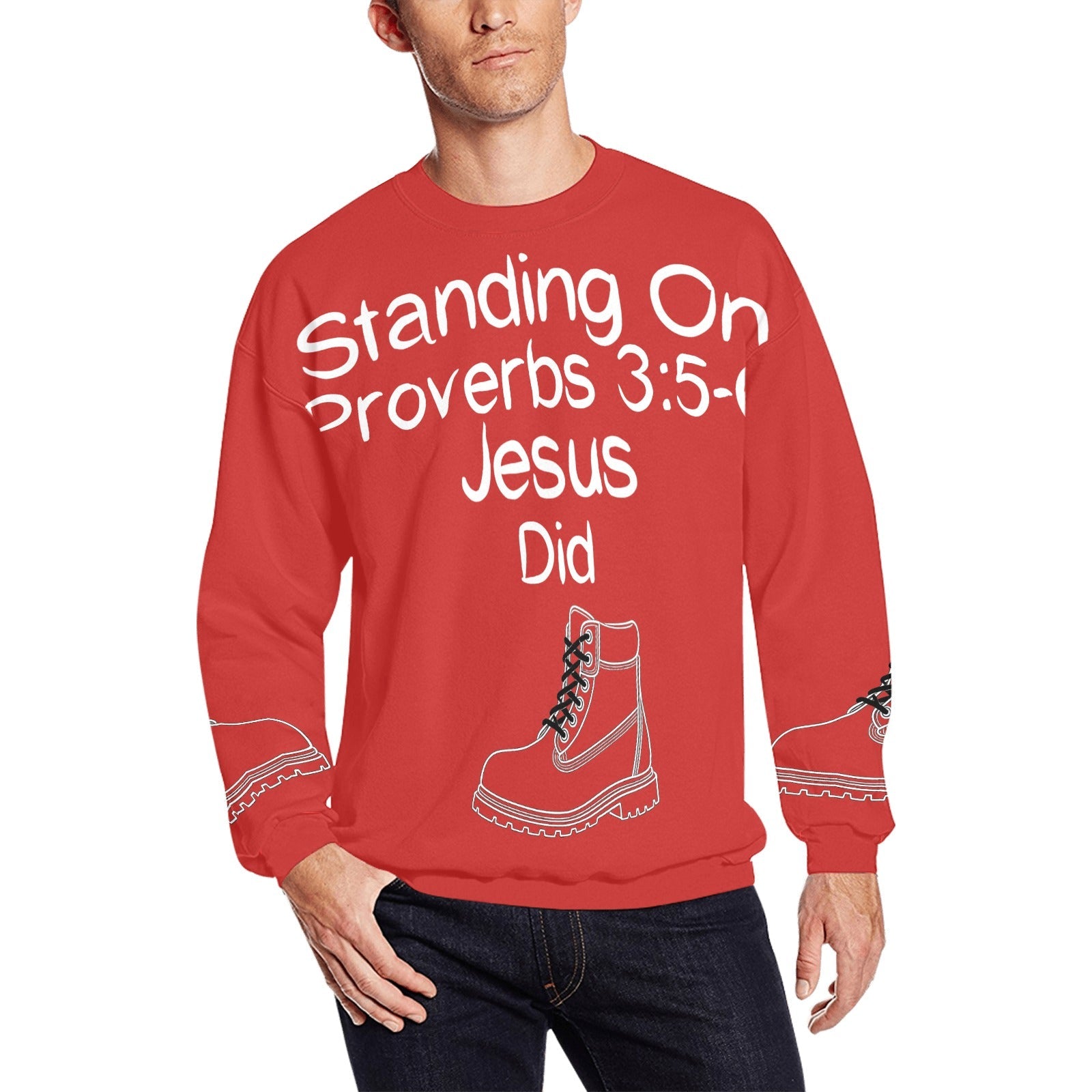 GC Men Standing On The Word Sweatshirt Proverbs 3:5-6 light color version