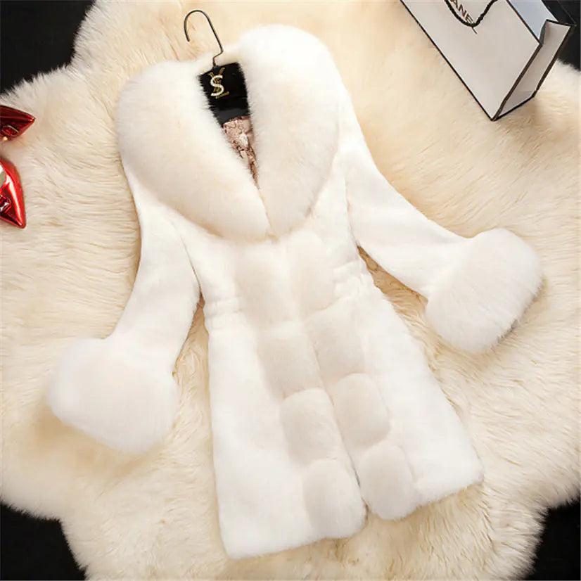 Faux Fur Coat with Fur Collar