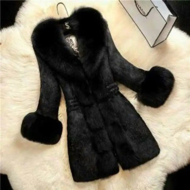 Faux Fur Coat with Fur Collar